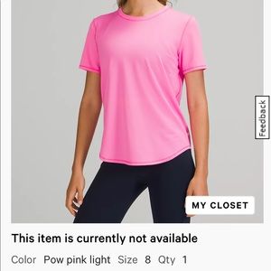 Lululemon High Neck Running and Training TShirt pink size 8